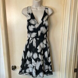 Vera Wang black and cream fit and flare cotton blend dress size 10